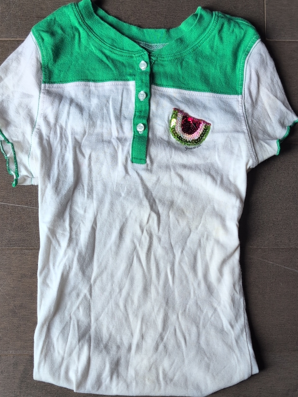 Guess Green & White Cotton Top Funny